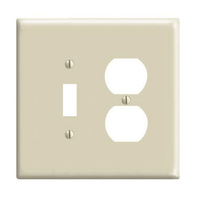 Leviton 0PJ18-I Combination Wallplate, 4-3/8 in L, 4.94 in W, Midway, 2-Gang, Nylon, Ivory, Device Mounting