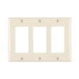 Leviton 80411-T Wallplate, 4-1/2 in L, 6.37 in W, 3-Gang, Thermoset Plastic, Light Almond, Smooth