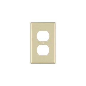 Leviton 86003 Receptacle Wallplate, 4-1/2 in L, 2-3/4 in W, 1 -Gang, Thermoset Plastic, Ivory, Smooth