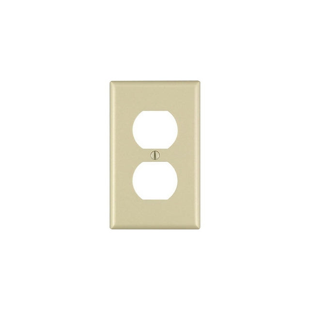 Leviton 86003 Receptacle Wallplate, 4-1/2 in L, 2-3/4 in W, 1 -Gang, Thermoset Plastic, Ivory, Smooth