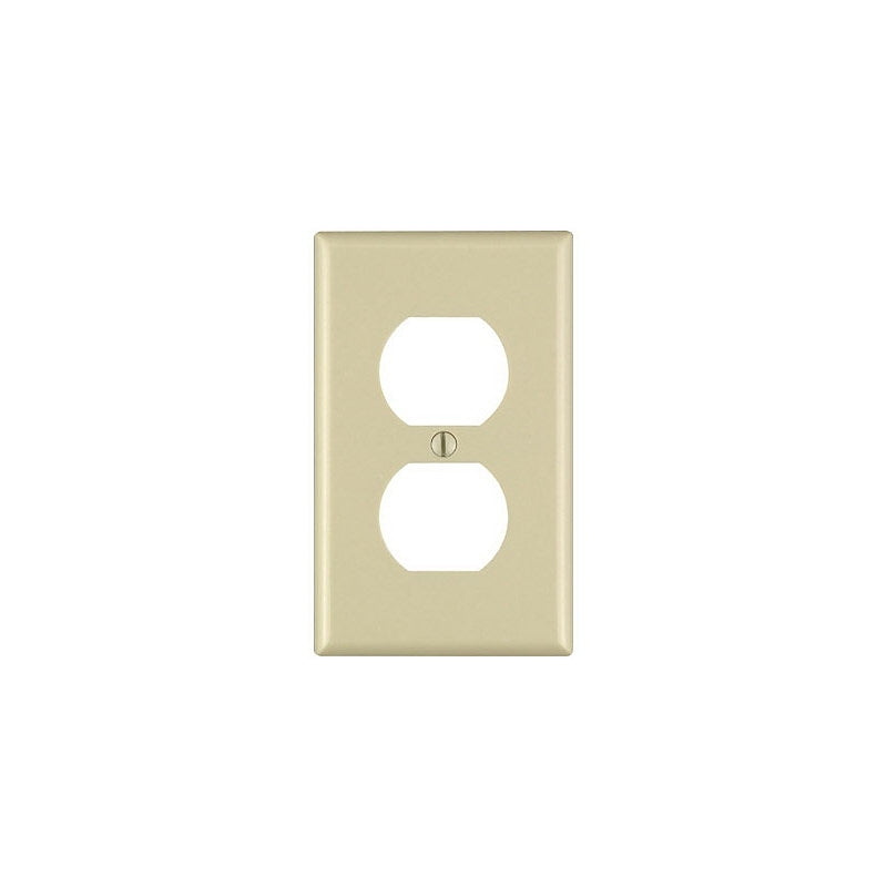 Leviton 86003 Receptacle Wallplate, 4-1/2 in L, 2-3/4 in W, 1 -Gang, Thermoset Plastic, Ivory, Smooth