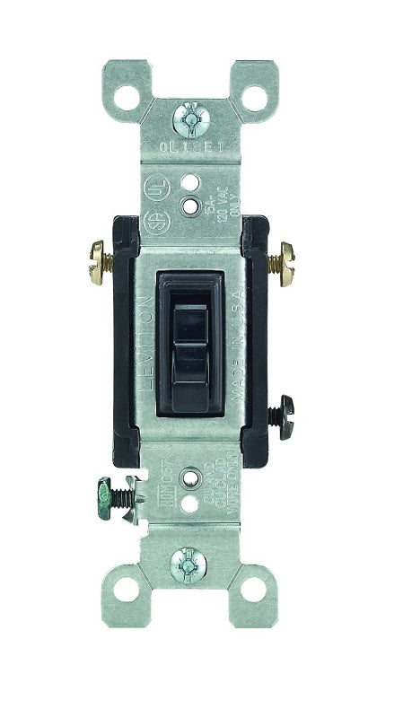 Leviton 1453-2E Switch, 15 A, 120 V, 3-Position, 3-Way, Push-In, Side Wire Terminal, Thermoplastic Housing Material