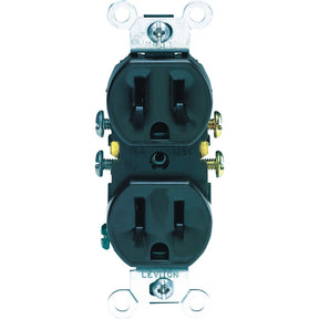 Leviton 302-05320-0CP Duplex Receptacle, Thermoplastic, Brown, 2-Pole, 15 A, 125 V, Push-In, Side Wiring, Wall Mounting