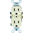 Leviton 303-05320-ICP Duplex Receptacle, Thermoplastic, Ivory, 2-Pole, 15 A, 125 V, Push-In, Side Wiring, 3-Wire