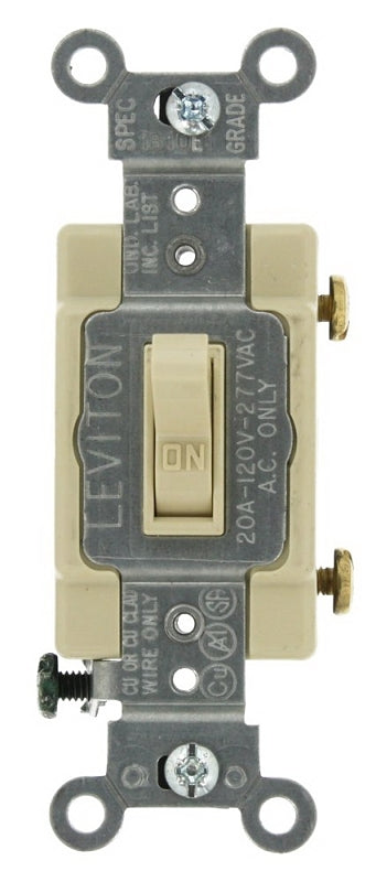 Leviton 54521-2I Series Switch, Ivory, 20 A, 1-Poles, 120/277 V, Lead Wire Terminal, NEMA WD-1, WD-6