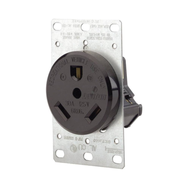Leviton R10-07313-S00 Electrical Receptacle, 2 -Pole, 125/250 V, 30 A, NEMA: NEMA TT-30R, Black
