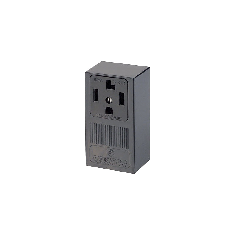 Leviton B01-55054-000 Electrical Receptacle, Surface Mounting, 3-Pole, 125/250 V, 30 A, NEMA: NEMA 14-30R, Black