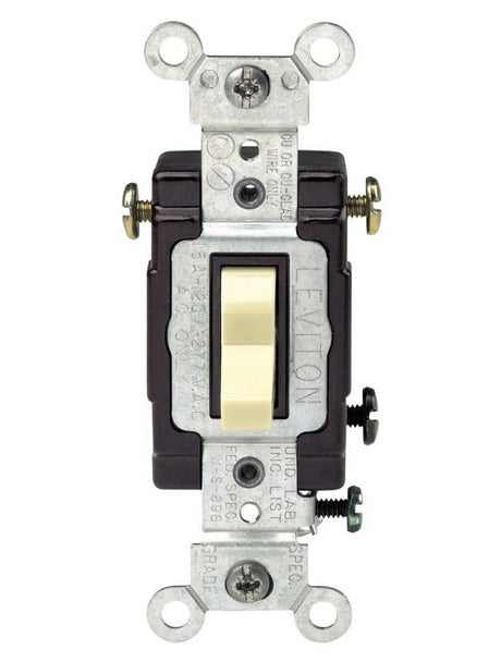 Leviton C21-05503-LHI Series Toggle Switch, Ivory, 1-Poles, 15 A, 120 V, Thermoplastic Housing Material