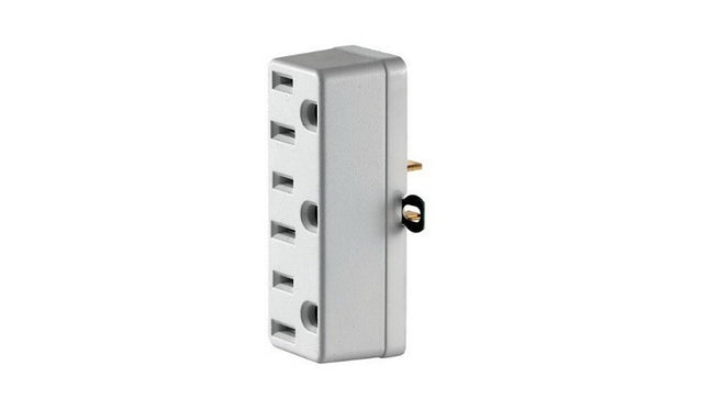 Leviton C22-00698-00W Triple Tap Outlet Adapter, 2-Pole, 15 A, 125 V, 3-Outlet, NEMA: NEMA 5-15R