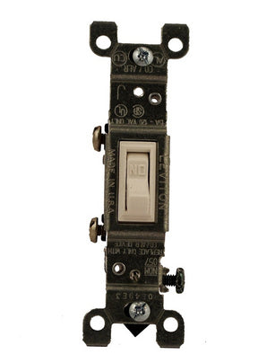 Leviton C22-02651-02W Toggle Switch, 15 A, 120 V, Screw Terminal, Thermoplastic Housing Material, White