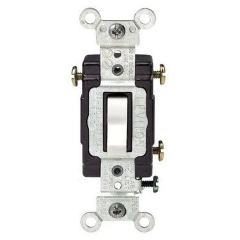 Leviton C22-05503-LHW Toggle Switch, 15 A, 120 V, Thermoplastic Housing Material, White
