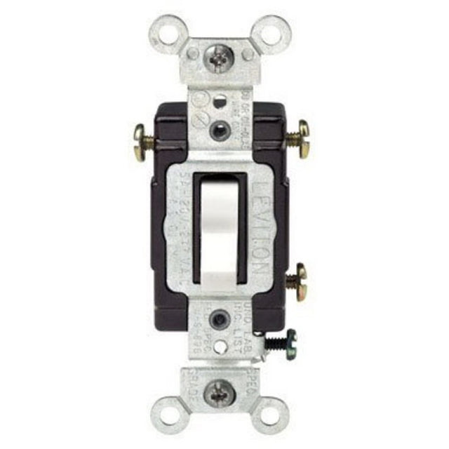 Leviton C22-05503-LHW Toggle Switch, 15 A, 120 V, Thermoplastic Housing Material, White