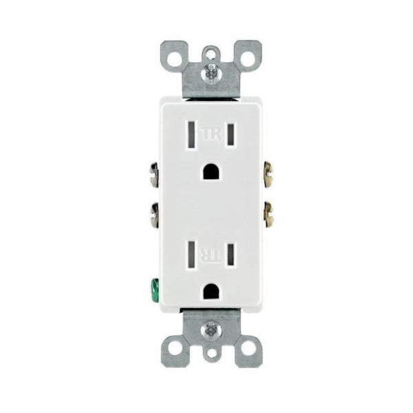 Leviton M22-T5325-WMP Duplex Receptacle, Thermoplastic, 2-Pole, 15 A, 125 V, Push-In, Side Wiring, 14 AWG Wire