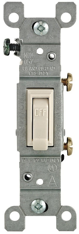 Leviton M26-01451-2TM Series Switch, Light Almond, 15 A, 120 V, Push-In Terminal, Thermoplastic Housing Material