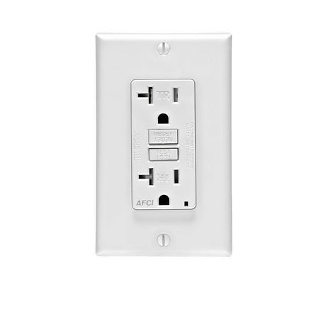 Leviton SmartlockPro R12-AFTR2-0KW AFCI Duplex Receptacle, 2 -Pole, 20 A, 125 V, Back, Side Wiring, NEMA: 5-20R