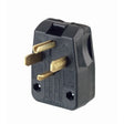 Leviton R50-00275-00T Electrical Plug, Angled, Dual Power, 3/4 to 1-1/8 in, 3-Pole, 30/50 A, 125/250 V, Black