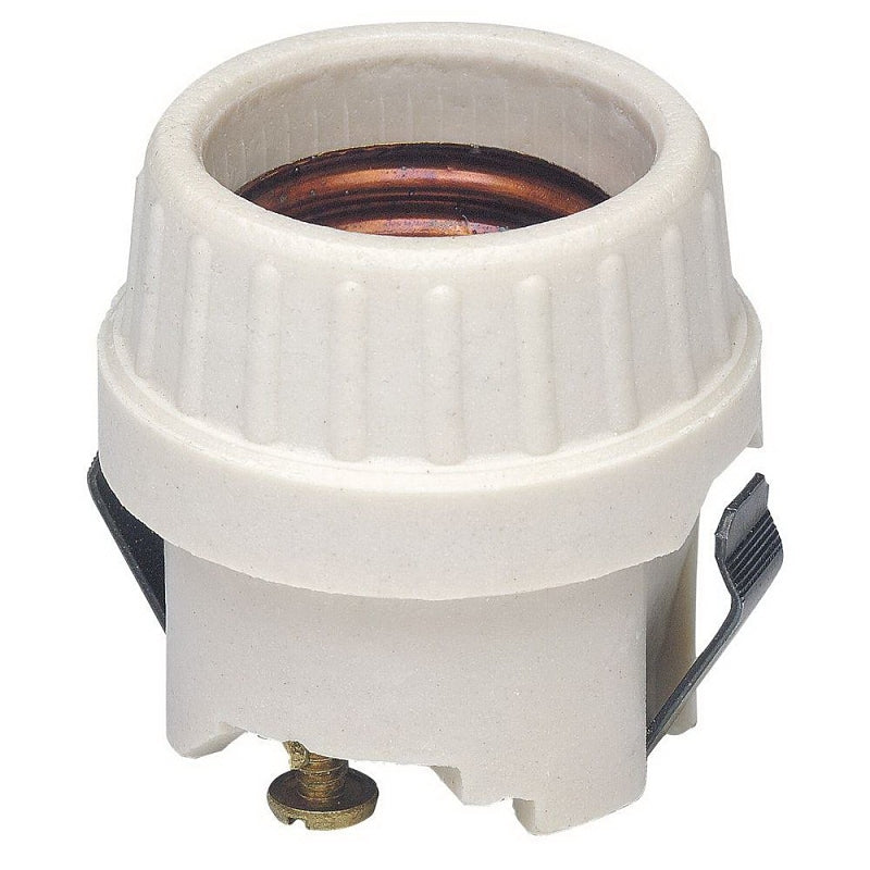 Leviton 8875 Lamp Holder, 1-Circuit, Snap-In, 1.41 in Dia x 1.69 in H Dimensions, 250 V, 660 W, White