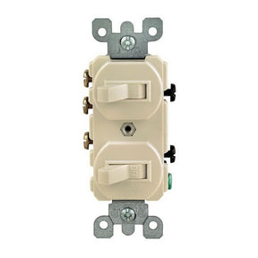 Leviton Traditional R61-05241-IKS Duplex Toggle Switch, 15 A, 120/277 V, Lead Wire Terminal, Ivory