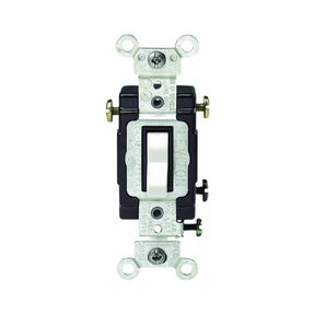 Leviton S04-CS320-2WS Series Toggle Switch, White, 20 A, 120/277 V, Screw, Side Wired Terminal