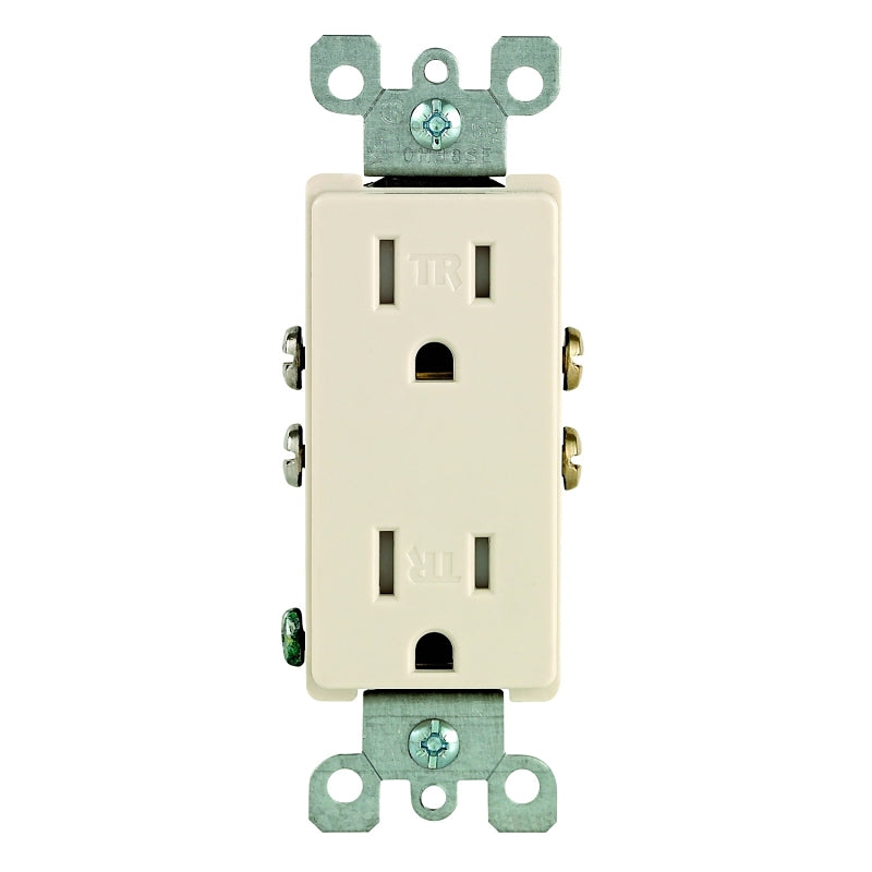 Leviton S04-T5325-00T Duplex Receptacle, Thermoplastic, Light Almond, 2-Pole, 15 A, 125 V, 14 AWG Wire