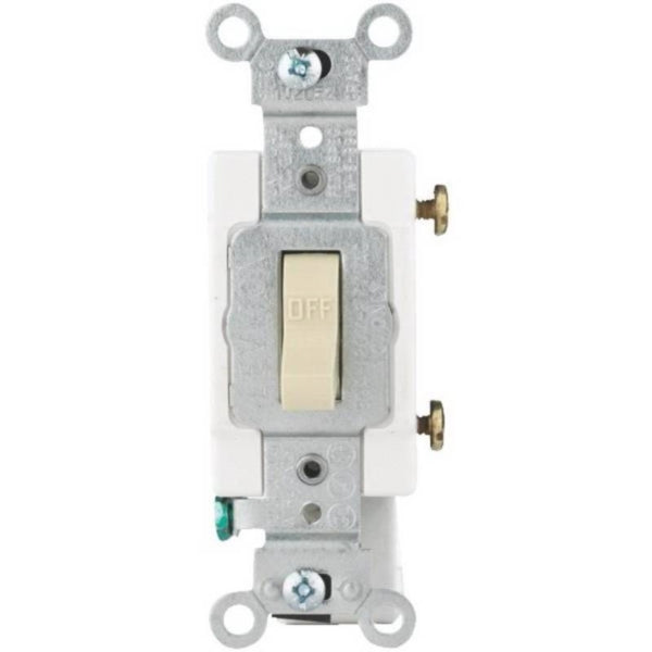 Leviton S07-CS120-2IS Toggle Switch, Ivory, 1-Poles, 20 A, 120/277 V, Screw, Side Wired Terminal