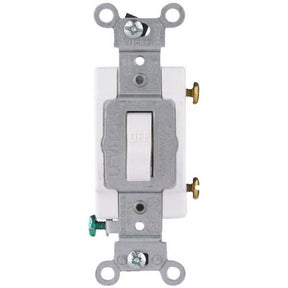 Leviton S08-CS120-2WS Series Toggle Switch, White, 20 A, 120/277 V, Screw, Side Wired Terminal, 1-Pole