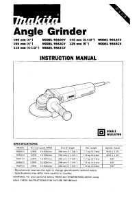 Makita 9564CV Angle Grinder, 13 A, 4-1/2 in Dia Wheel, 2800 to 10,500 rpm Speed