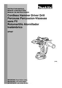 Makita XPH07Z Hammer Drill/Driver, Tool Only, 18 V, 4 Ah, 1/2 in Chuck, Keyless, Self-Ratcheting Chuck