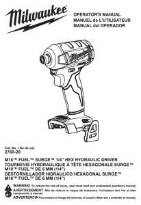 Milwaukee 2760-20 Hydraulic Driver, Tool Only, 18 V, 2 to 9 Ah, 1/4 in Drive, Hex Drive, 4000 ipm