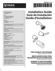 Moen Adler Series 82602 Tub and Shower Set, 1.75 gpm Showerhead, 1 Spray Settings, Diverter Tub Spout, 2-Handle