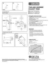 Delta 144996C-BN Bathtub and Shower Faucet with Valve, Single Function Showerhead, 1.75 gpm Showerhead, 1 Spray Settings