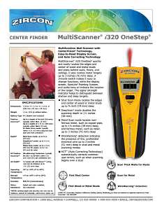 Zircon 63415 Multi-Scanner OneStep i320, 9 V Battery, 3/4 to 3 in Detection, Detectable Material: Metal/Wood