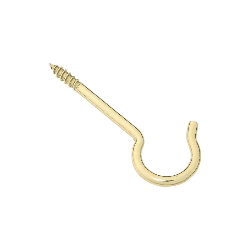 National Hardware V2041 Series N192-278 Ceiling Hook, 25 lb Working Load, #6, Brass
