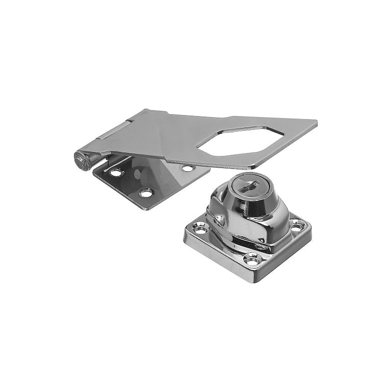 National Hardware VKA827 Series N206-953 Hasp Lock, 4-1/2 in L, Brass/Steel, Chrome-Plated