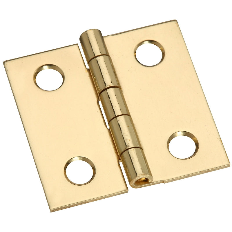 National Hardware N211-334 Decorative Broad Hinge, 1 in H Door Leaf, 0.02 in Thick Door Leaf, 1 in H Frame Leaf, Brass