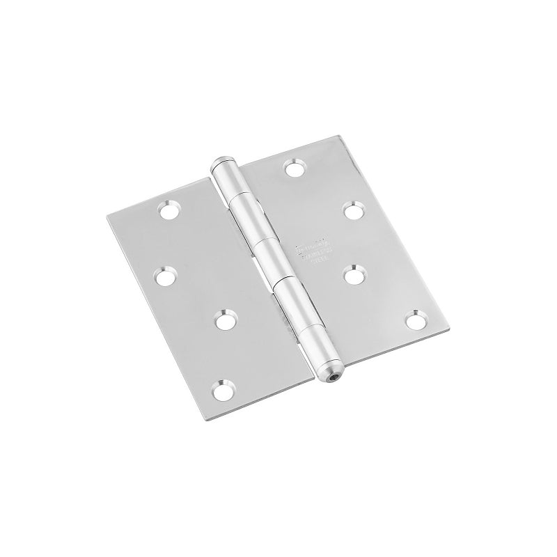 National Hardware N225-938 Square Corner Door Hinge, 4 in H Door Leaf, 0.08 in Thick Door Leaf, 4 in H Frame Leaf, 55 lb
