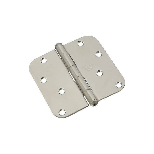 National Hardware N225-979 Door Hinge, 5/8 in Corner Radius, 4 in H Frame Leaf, Stainless Steel