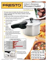 Presto 01241 Pressure Cooker, 4 qt Capacity, 9.81 in Dia, Aluminum