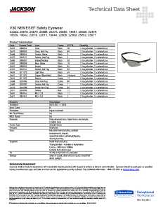 Jackson Safety 25659 Safety Glasses, Hard-Coated Lens, Polycarbonate Lens, Wraparound Frame, Nylon Frame, Black Frame