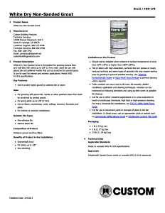 Custom WDG1-6 Polymer Modified Grout, White, 1 lb Can