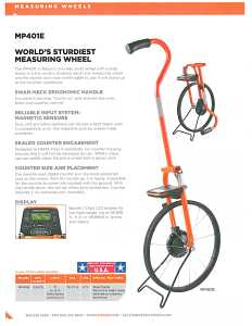 Keson MP401E Measuring Wheel, 9999.9 ft, 15-1/2 in Wheel, Steel Wheel, LCD Display, Steel, Orange