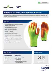 Showa 317L-09.RT Coated Gloves, L, Knit Wrist Cuff, Fluorescent Yellow/Orange