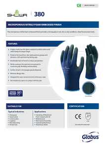 Showa 380XL-09.RT Coated Gloves, XL, 8-21/32 to 10-15/64 in L, Elastic Wrist, Seamless Knit Cuff, Nitrile Foam Coating