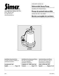 Simer 2165 Sump Pump, 1-Phase, 4.1 A, 115 V, 0.5 hp, 1-1/2 in Outlet, 22 ft Max Lift Head, 960 gph