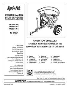 Agri-Fab 45-0463 Broadcast Spreader, 25,000 sq-ft Coverage Area, 12 ft W Spread, 130 lb Hopper, Poly Hopper