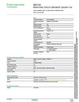 Square D QO QO115C Circuit Breaker, Mini, 15 A, 1 -Pole, 120/240 VAC, 48 VDC, Plug Mounting