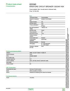 Square D QO QO240C Circuit Breaker, Mini, 40 A, 2 -Pole, 120/240 VAC, 48 VDC, Plug Mounting, Black