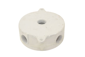 Teddico/Bwf RB-5WV Outlet Box, 16.5 cu-in, 5-1/2 in, 5-Knockout, Metal, White, Powder-Coated
