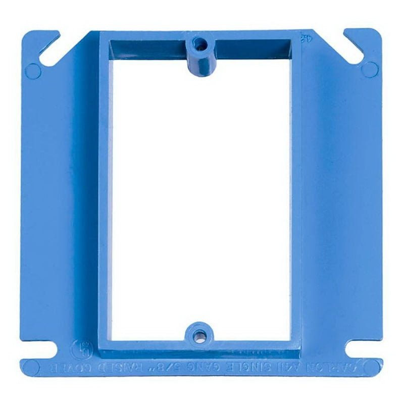 Carlon A411RR Electrical Box Cover, 4 in L, 4 in W, Square, 1-Gang, PVC, Blue
