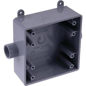 Carlon E9812DR Switch Box, 2-Gang, 2-Outlet, 1/2 in Hub, PVC, Gray